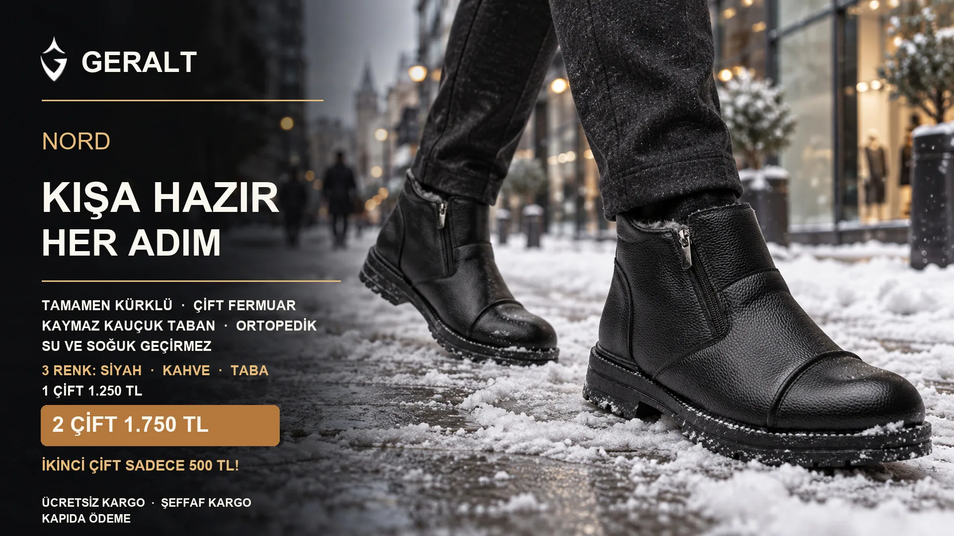 Geralt NORD siyah kürklü kışlık bot kampanyası