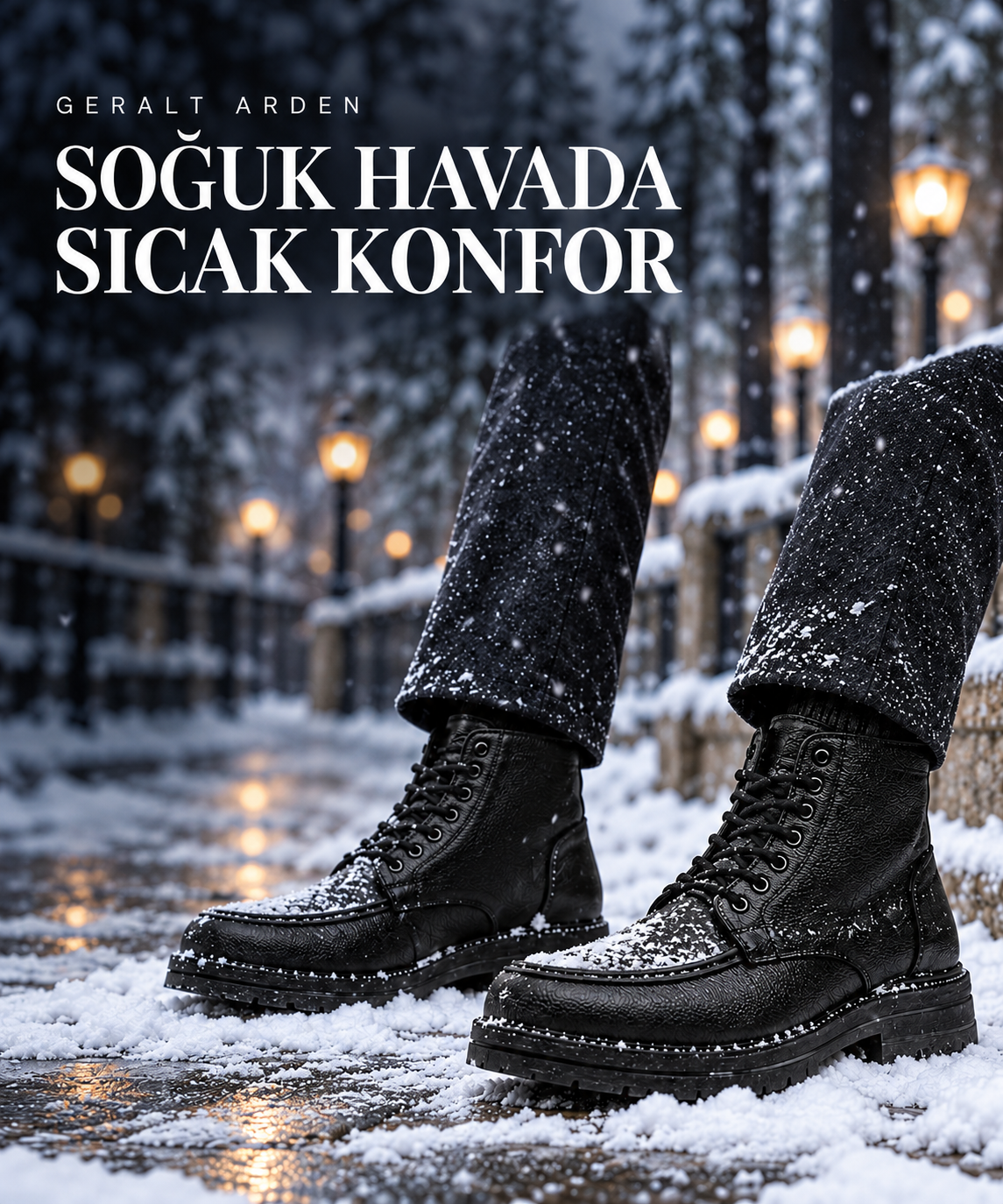Geralt Arden siyah kışlık bot: Soğuk havada sıcak konfor.